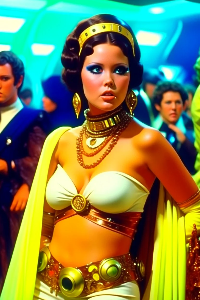 [Tara King , The Avengers, Linda Thorson ] Tara King , in princess Leia's slave costume of the Return of the Jedi, close to Jabba the Hutt.