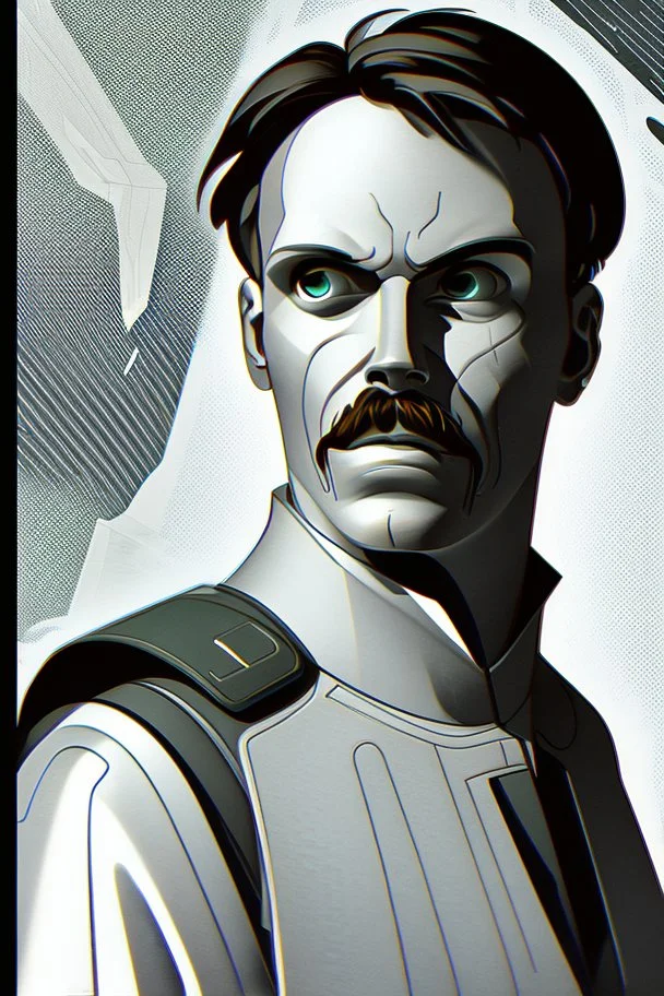 Futuristic, cyberpunk, Friedrich Nietzsche, comic style