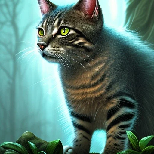 dark fantasy setting, monstruous fantasy feline creature, monstruous