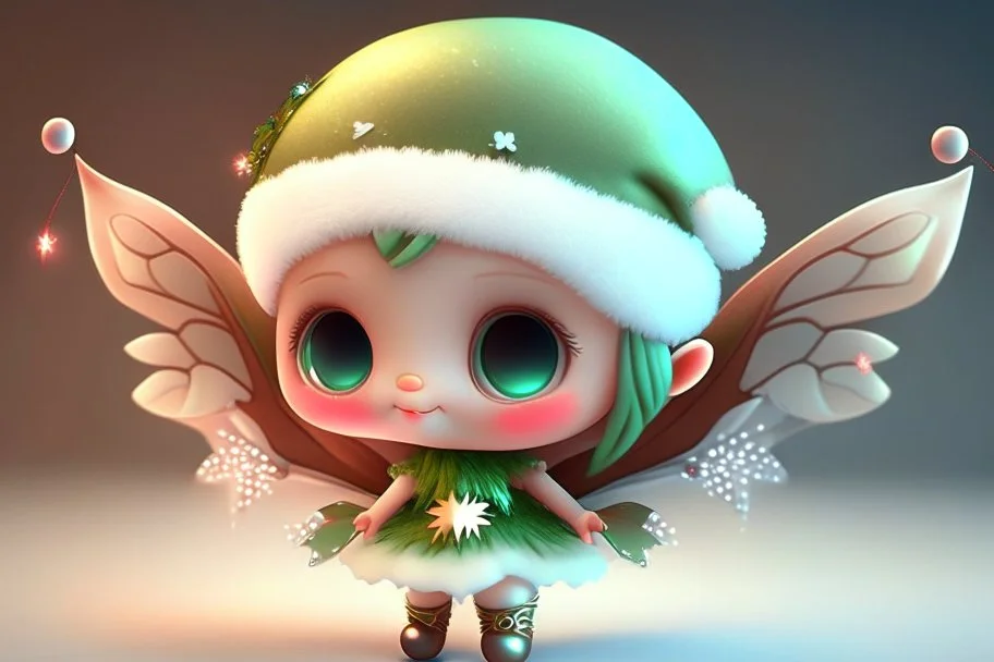 cute 3D chibi fairy at christmas