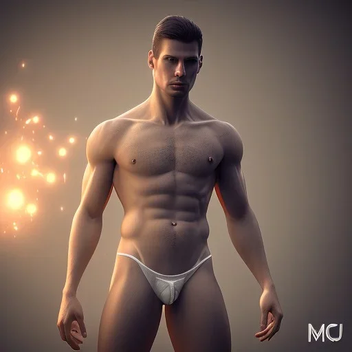 A man in briefs, volumetric lighting, intricate details, realistic style