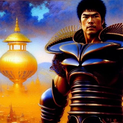 portrait of 'Juza-Fist of the North Star',ancient metal armor , painting by gaston bussiere, greg rutkowski, yoji shinkawa, yoshitaka amano, tsutomu nihei, donato giancola, tim hildebrandt, oil on canvas, cinematic composition, extreme detail,fit full head inside picture,16k