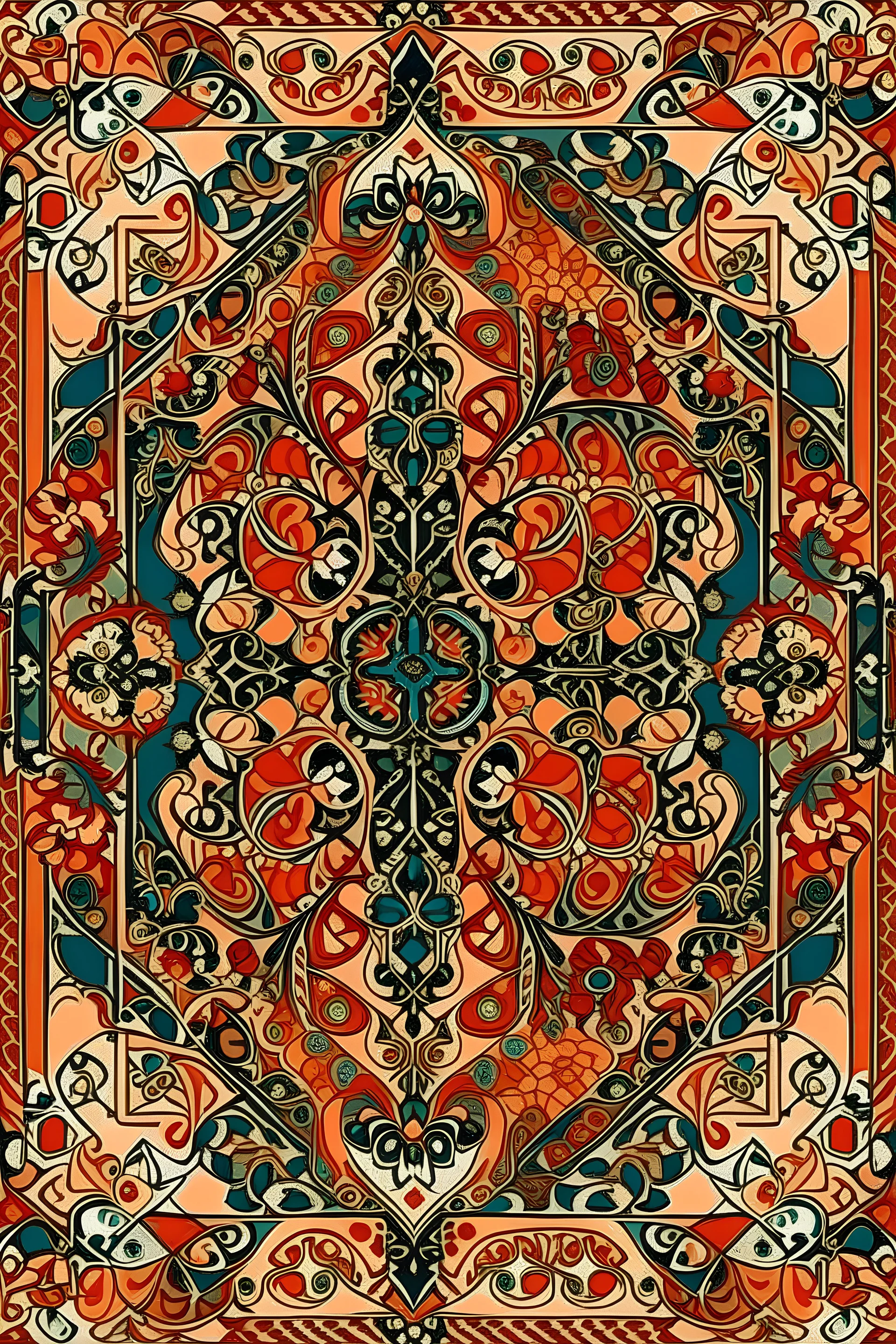 Design of fabric wall hanging in the goblin style, inspired by the Islamic art