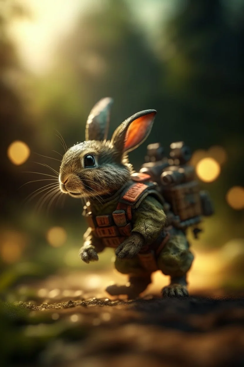 military bunny dragon breath fire wearing rocket backpack jet boosters going in for landing, prize winning oil painting,bokeh like f/0.8, tilt-shift lens 8k, high detail, smooth render, down-light, unreal engine