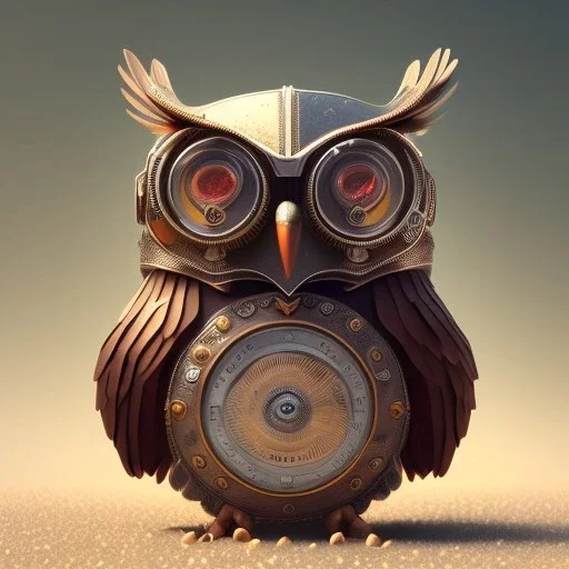 Steampunk Owl, tilt shift,miniature, extreme detail, Photorealism, macro lens 70mm, cinema4d, HDR, 8k, unreal engine 5