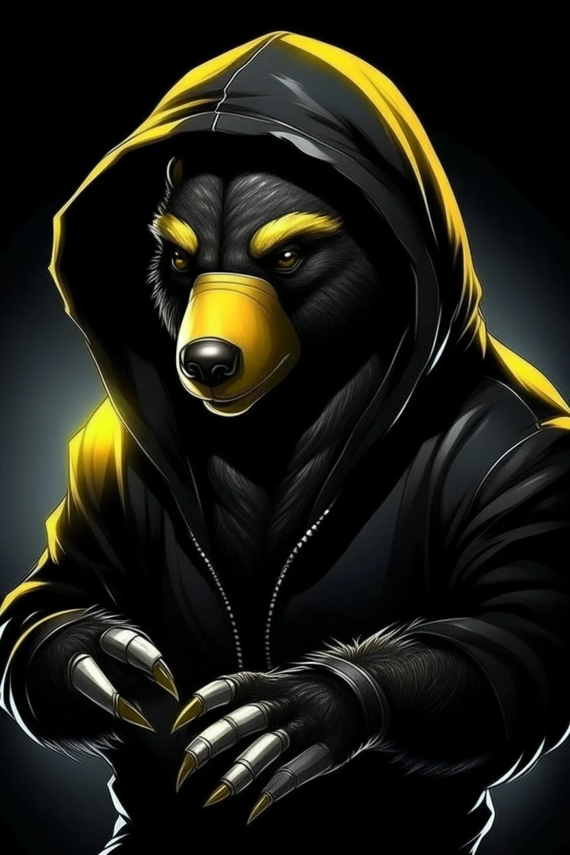 cyber punk hacker honey badger wearing a black hoodie