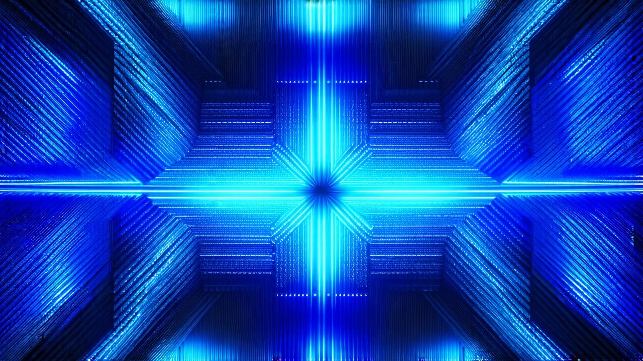 a 3d fractal stage structre made of metallic color 3d structures, pertty artistc background,dynamic lights