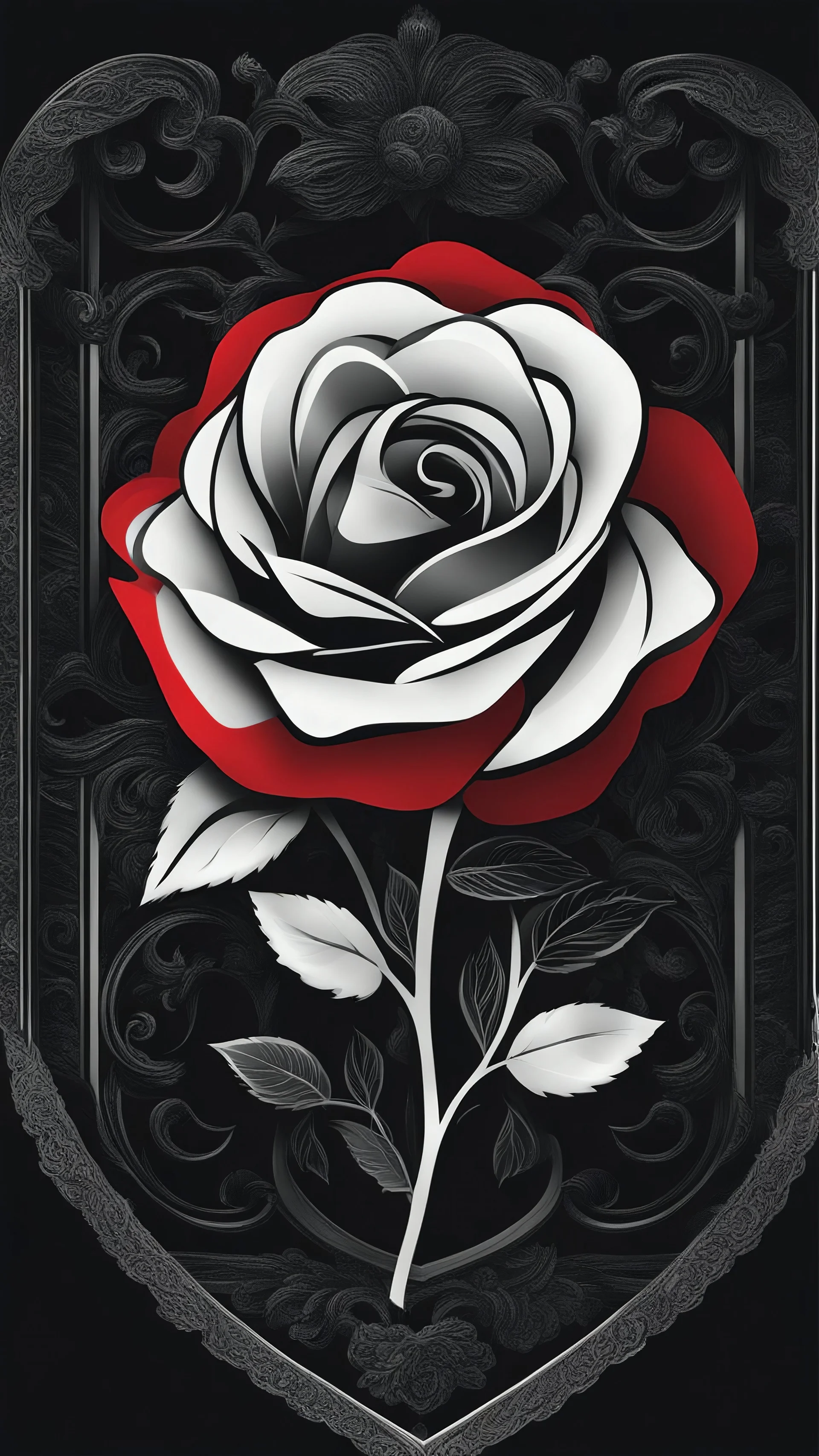 Logo red rose around the heart, intricate details, highly detailed, high details, detailed portrait, masterpiece,ultra detailed, ultra quality