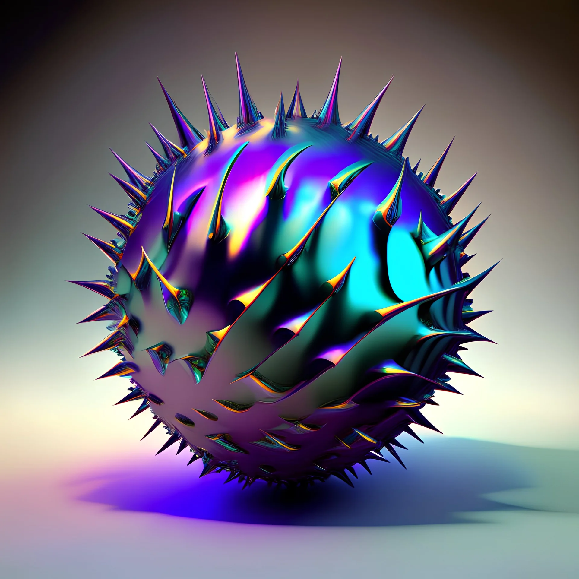 iridescent ball with spikes