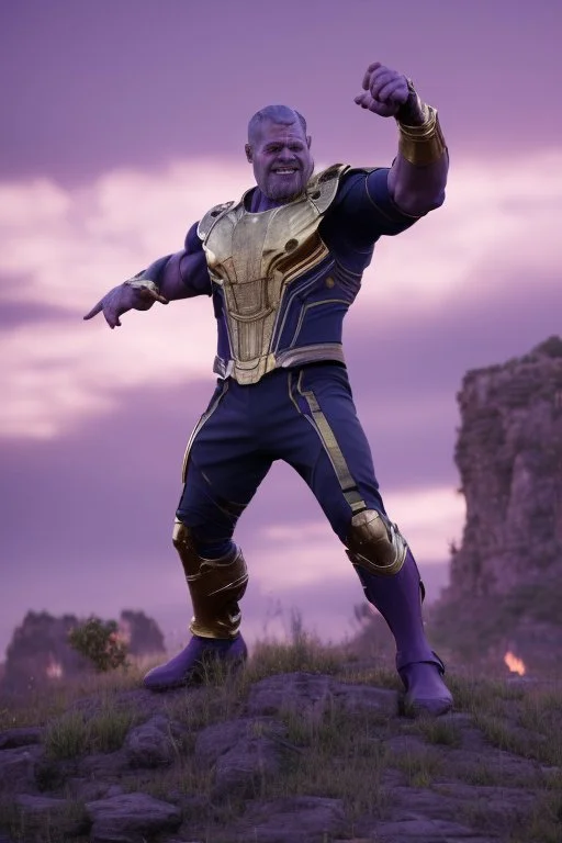 The mighty Thanos throwing the moon