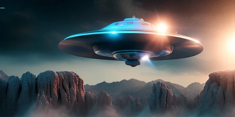 extra-terrestrial, 8K, photo realistic, highly detailed, lught ufo, light colors