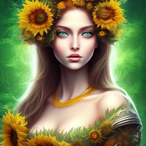 sunflower goddess green eyes