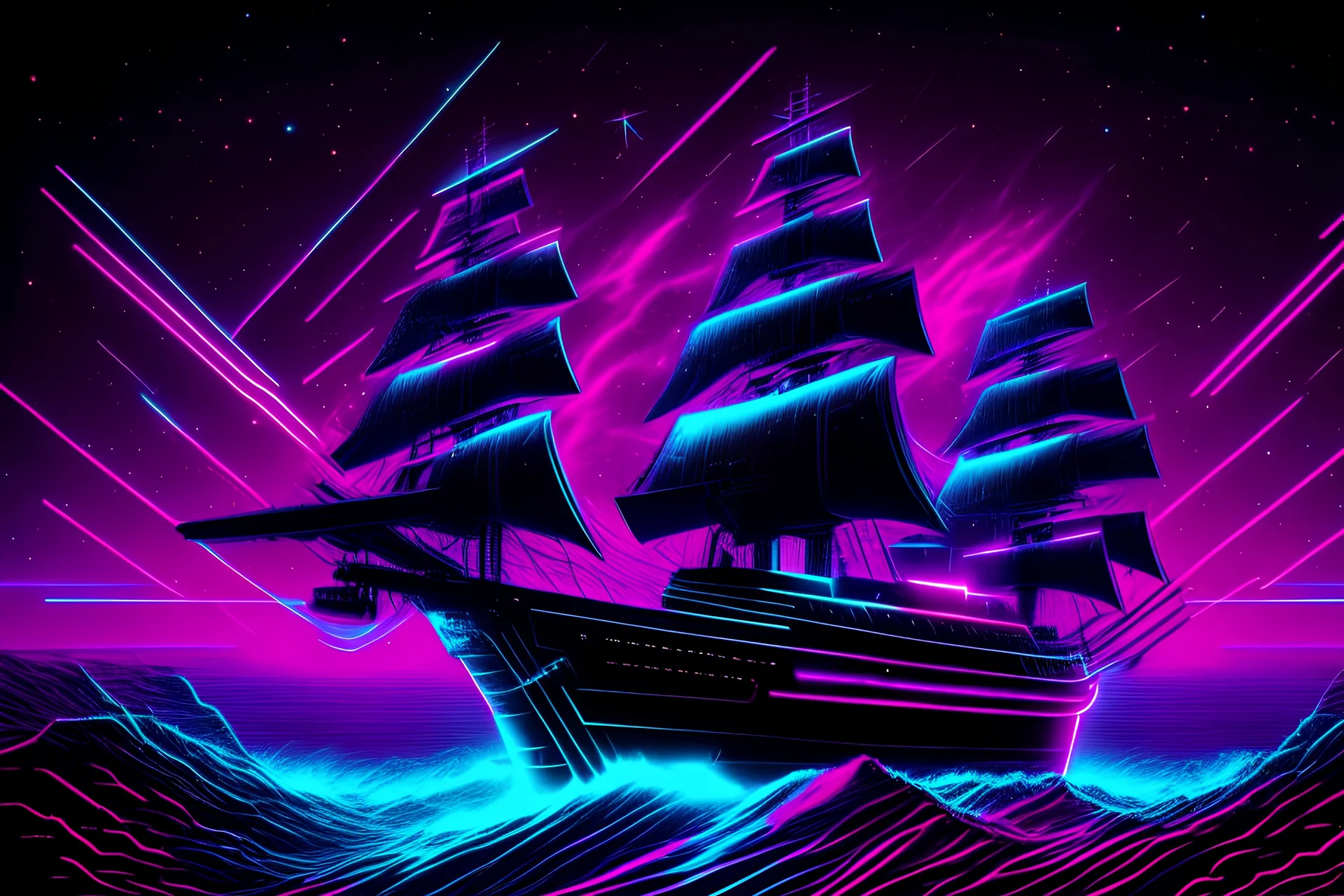 laker, frieghter, synthwave, many lasers
