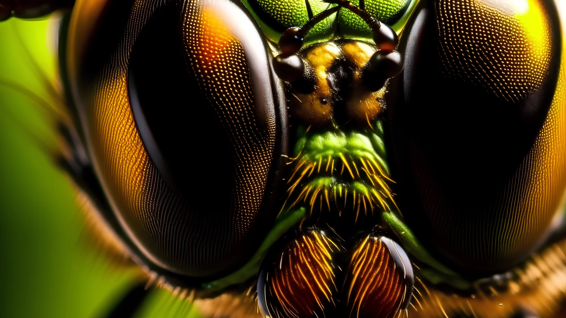 Soldier fly face extreme close up
