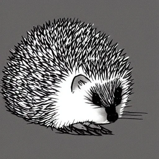 hedgehog cute cartoon simple black and white