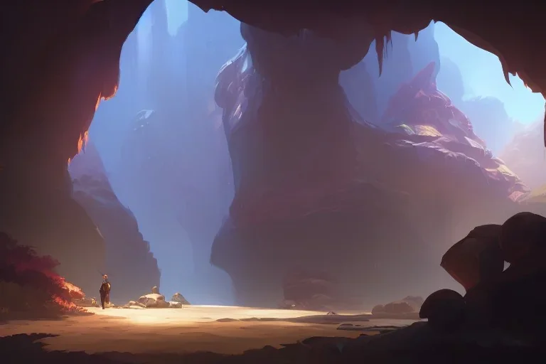 Concept art of A Cave by Justin Gerard