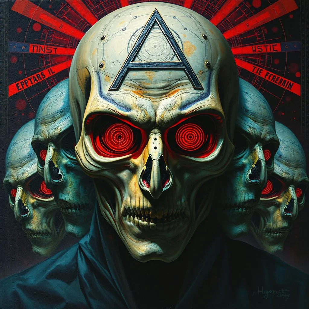 Illuminati is the machine. Faces. Scared man. Group of eyes. Brutalist framework building. People from the deep. H r. Giger machines. Modifiers: Award winning photography oil on canvas dynamic lighting imperial colors quilling Marc Chagall Boris Vallejo Beksiński Stained Glass Horror themed By Dan Witz Stephen Gammell Rosina Wachtmeister Alfred Henry Maurer Inspired by Hope Gangloff oil on canvas