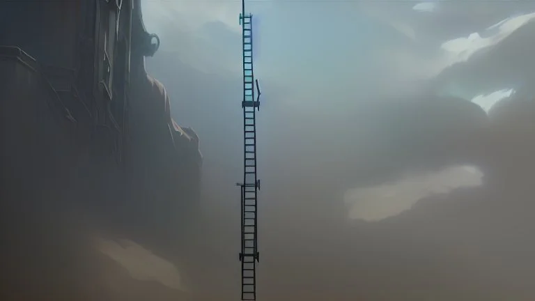 a ladder coming down from the clouds to the ground