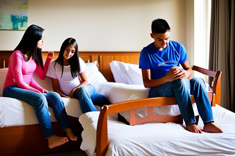 teenage girl in room with dad