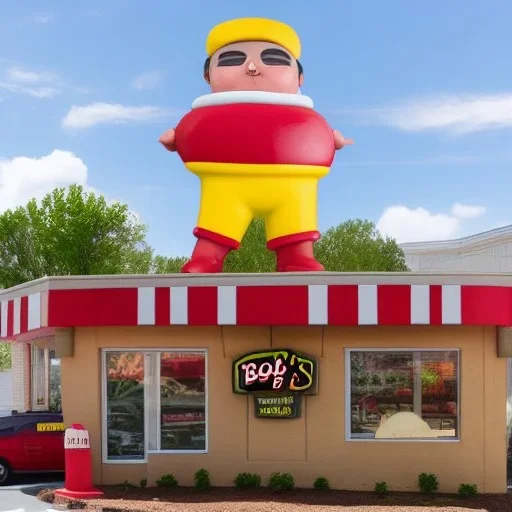 Bob's Big Boy sculpture holding a burger