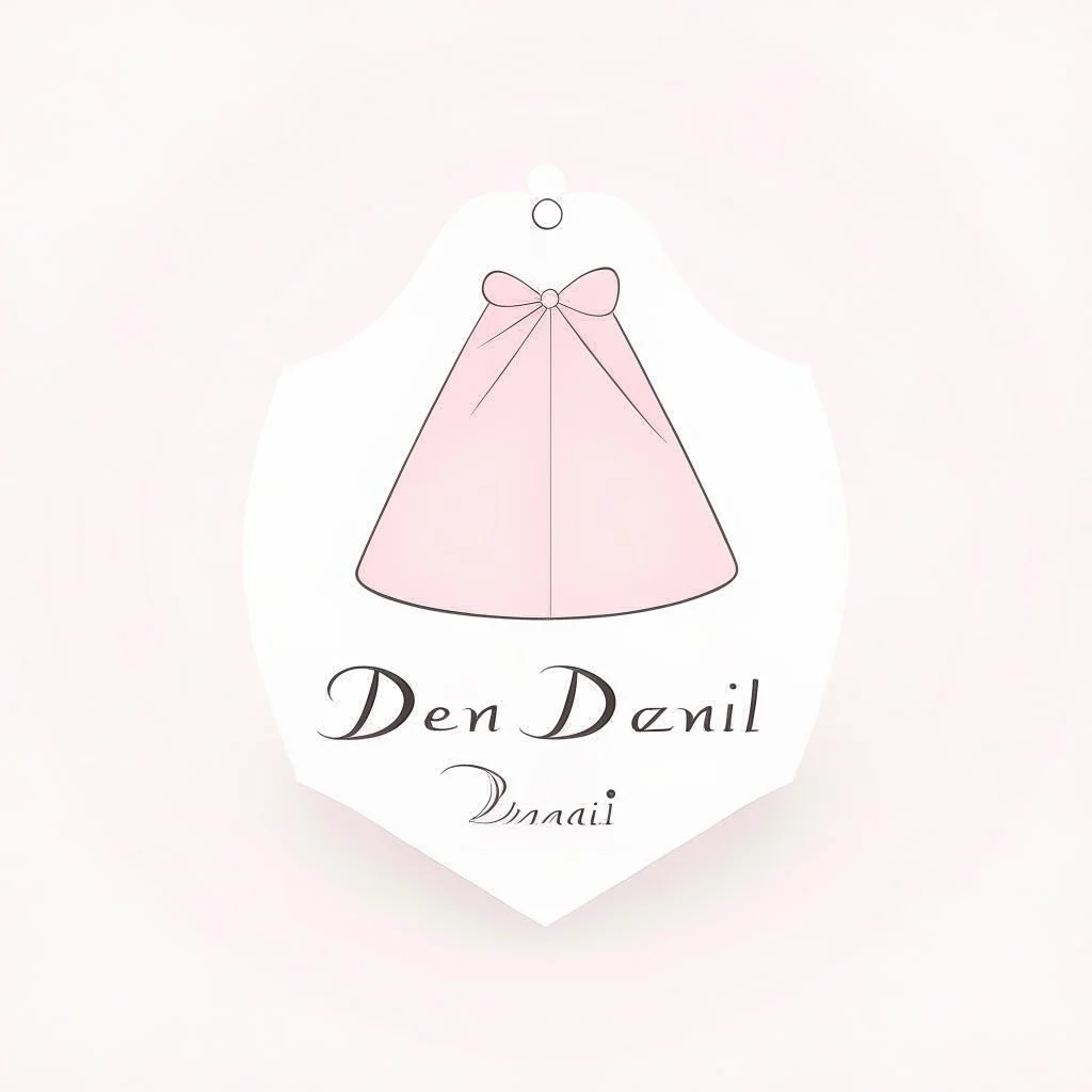 Create a logo with the name Deniz Boutique, inspired by diamond dresses, with the symbol of the dress, baby pink