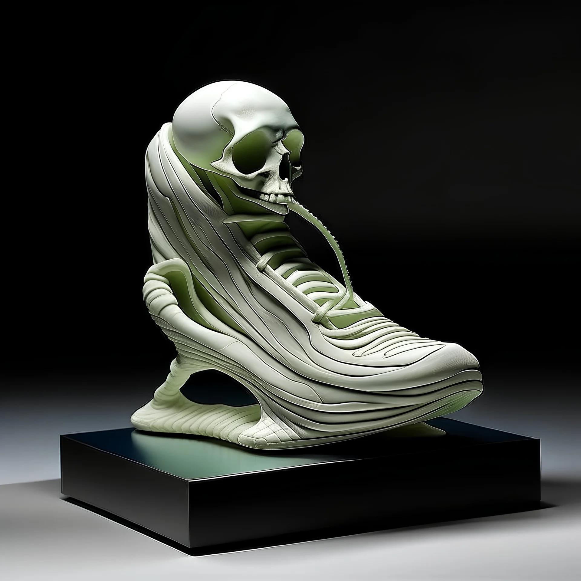 3d alien shaped Nike sneaker design by Ron Mueck