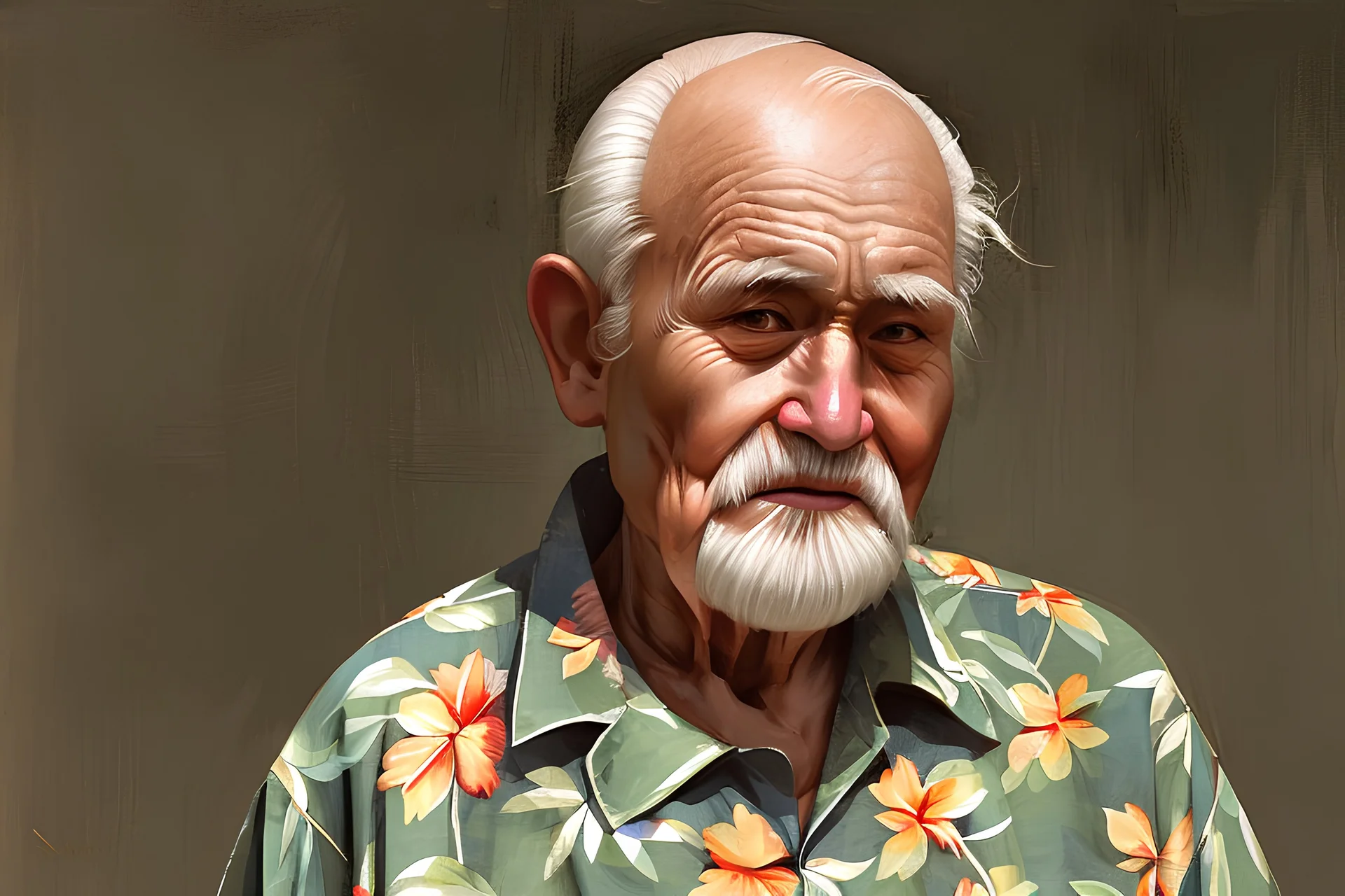 old man wearing in hawaiinan shirt by andrea del sarto