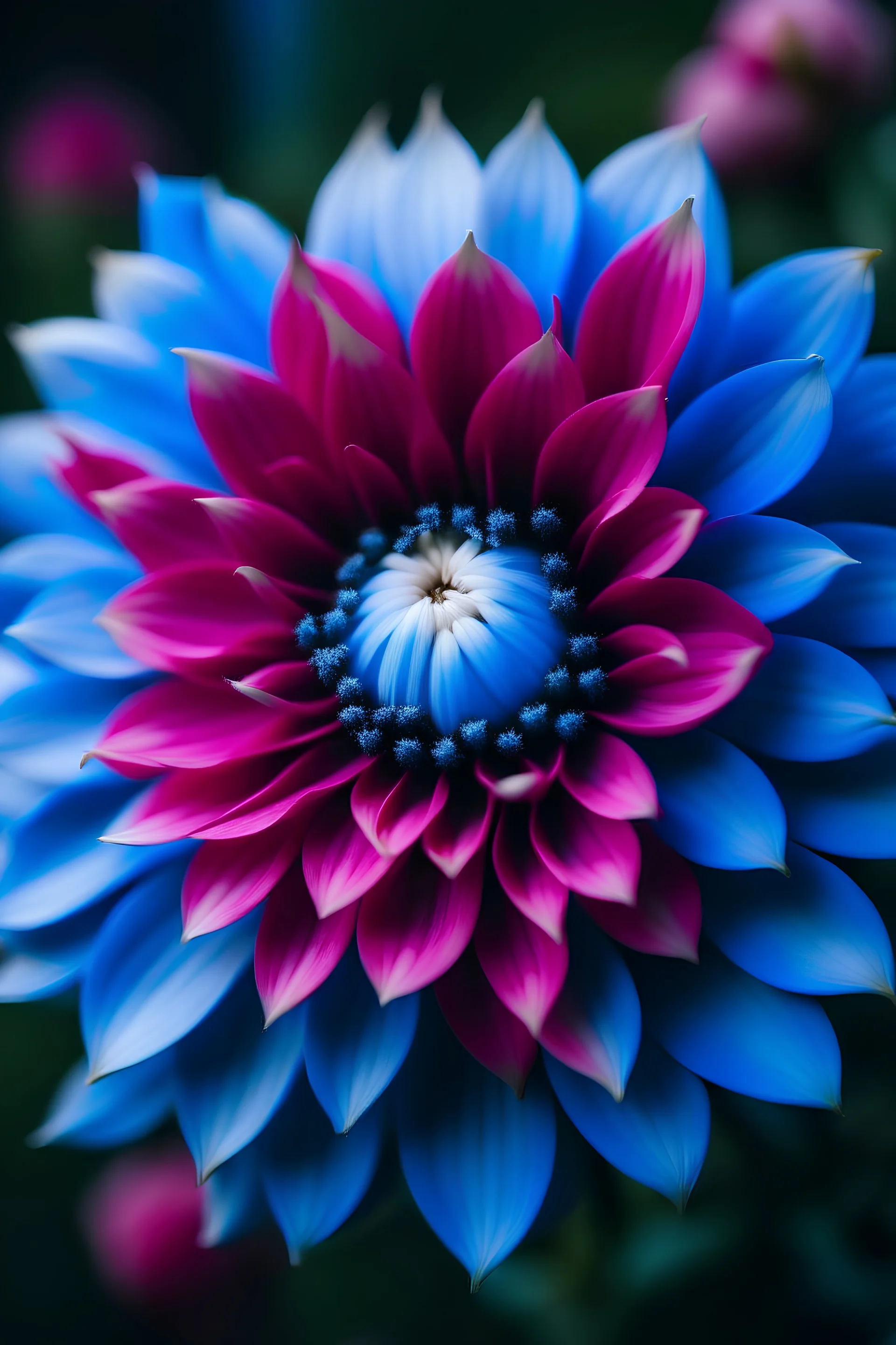 pink and blue dahlia flower