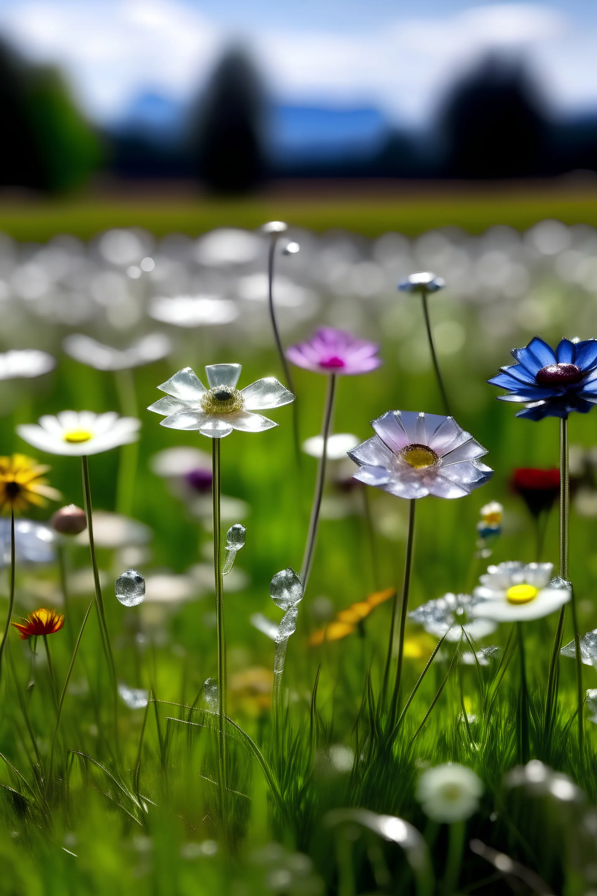 cristal flowers in a field