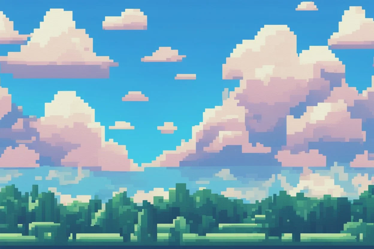 SKY WITH CLOUDS BACKGROUND PIXEL ART