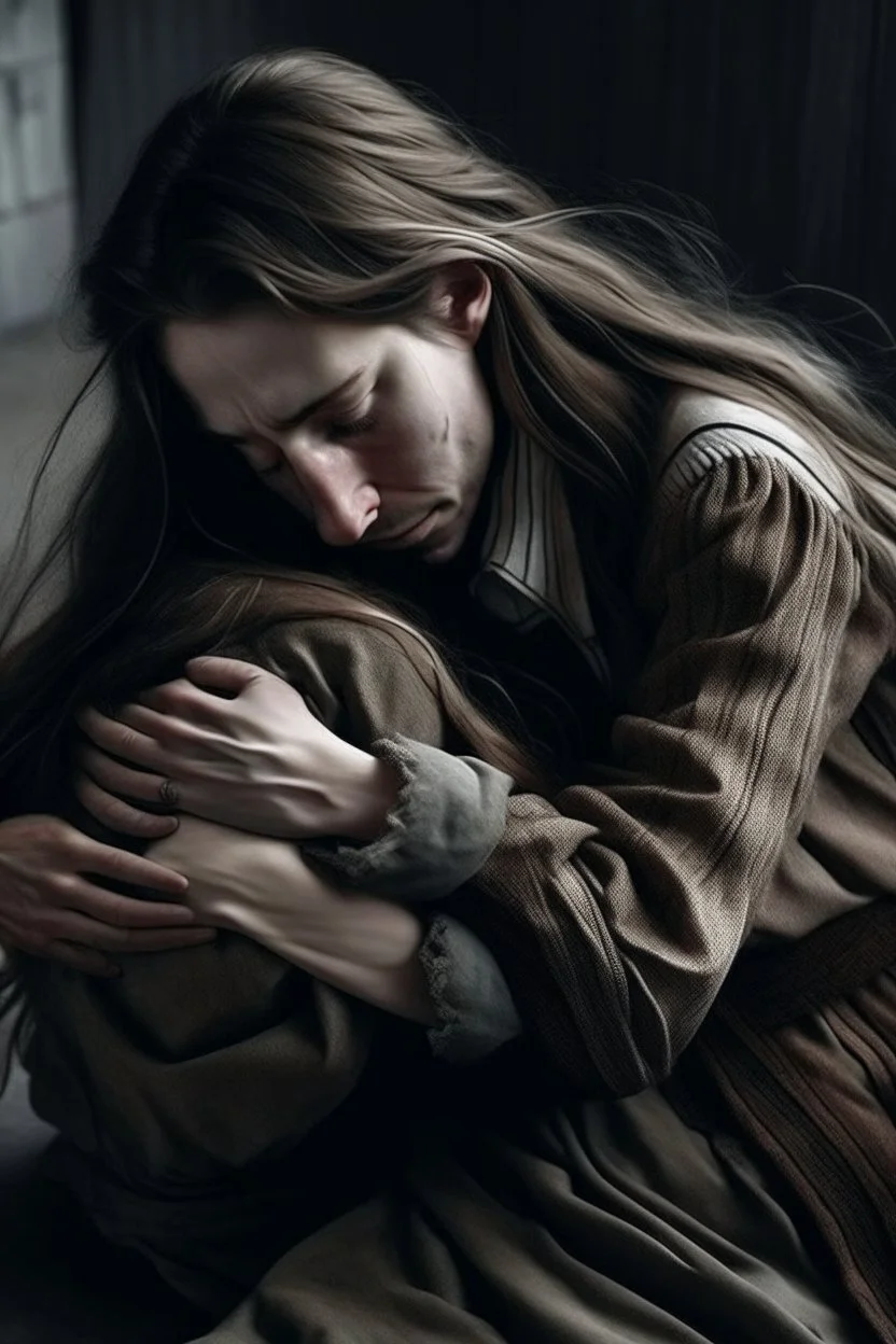 woman crying as she's hugging his dead body