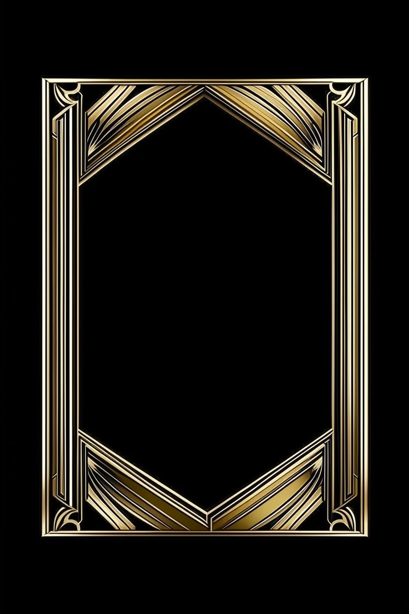 Gold art deco delicate picture frame on a black background