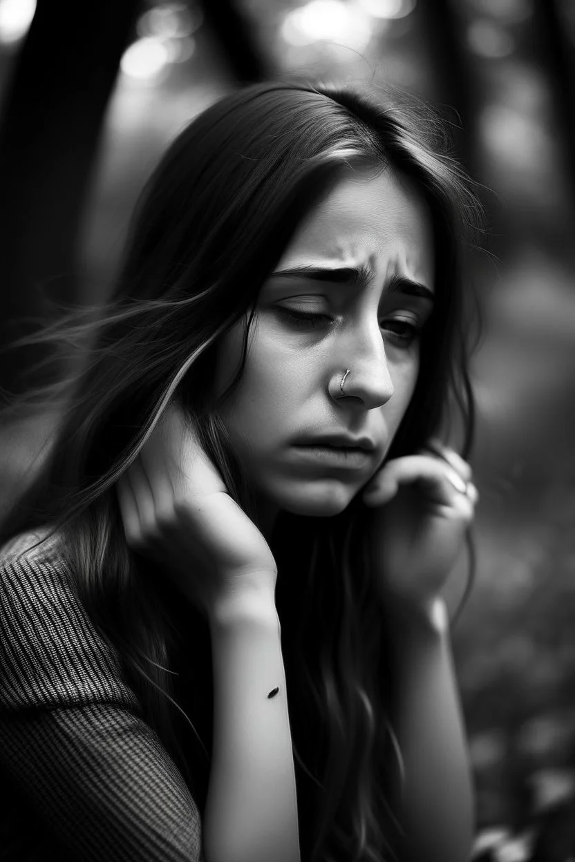 "beautiful woman, black and white, sorrow..." Equestris on Stablecog