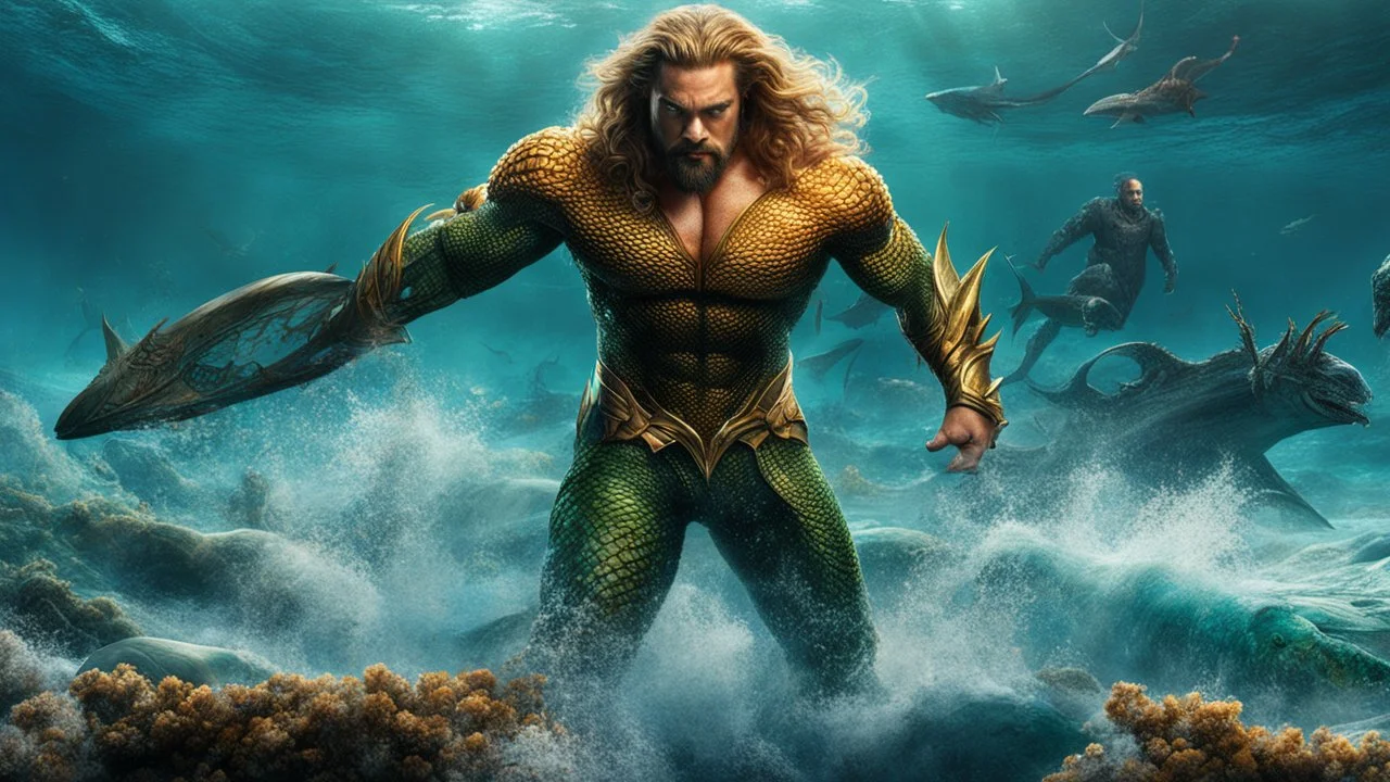 hyperrealistic 4k, seas from the movie aquaman, a lot of plots, and creature, sea animal