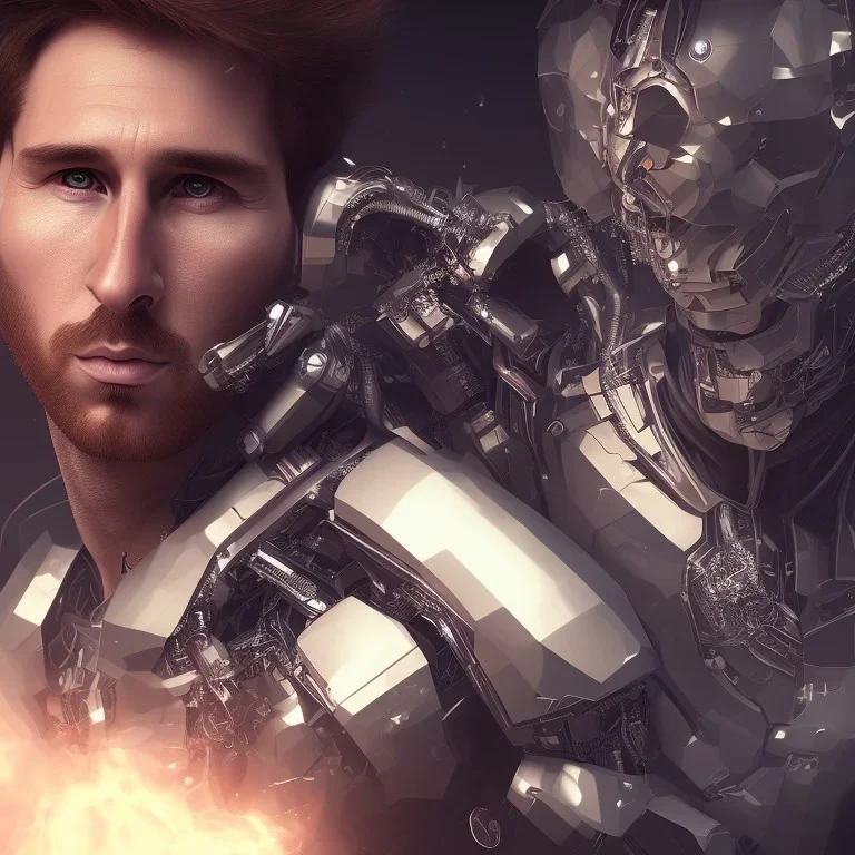 portrait,perfect face lionel messi, robot,realistic, intriacte detail, sci-fi fantasy style, volumetric lighting, particales,highly detailed,cinamatic, deep colours,8k