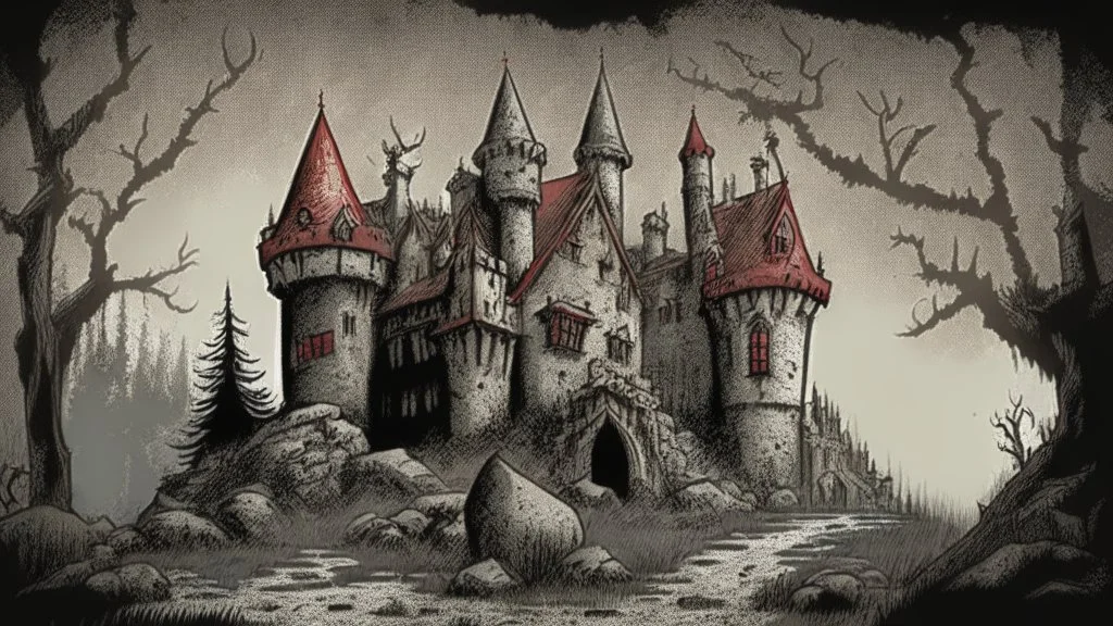 Vampire castle, comic style