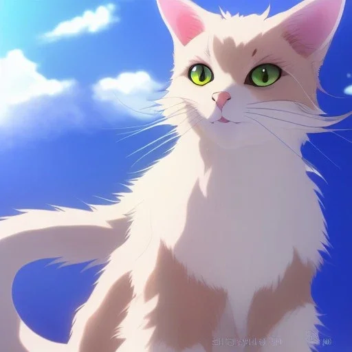 tabby cat animal, anime, ultra-detailed, white background, HD design by makoto shinkai, Granblue Fantasy