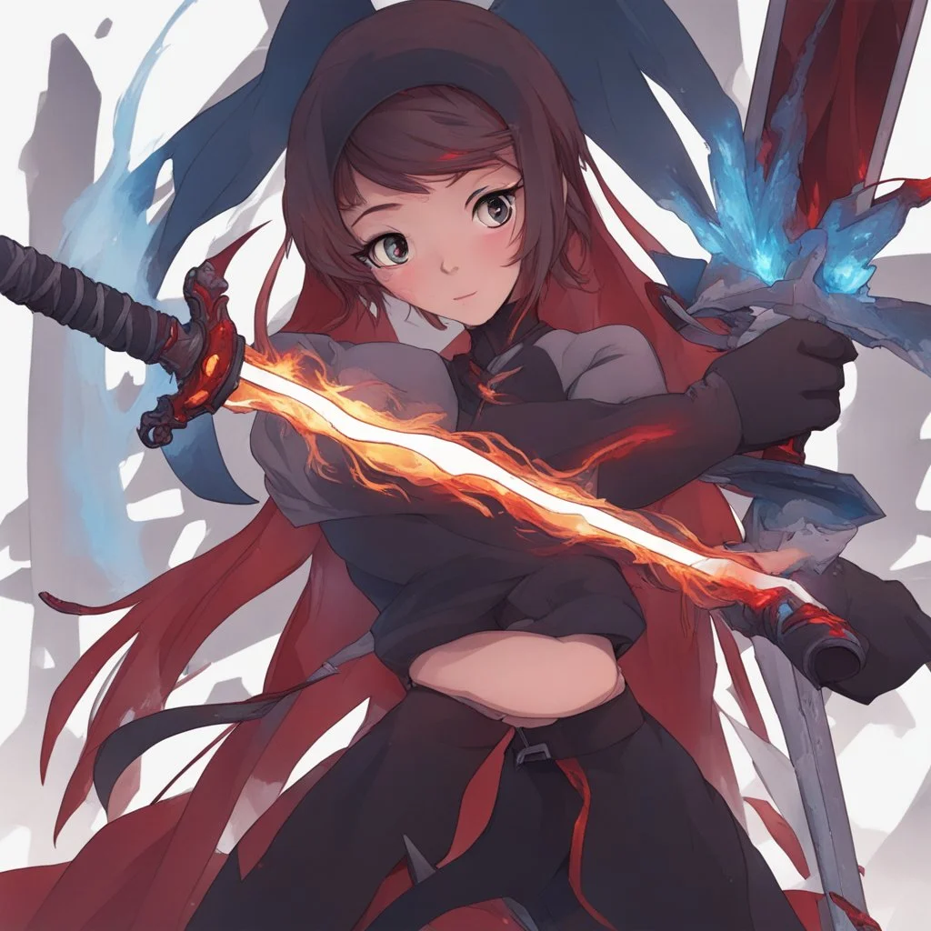 Girl with fire and ice swords