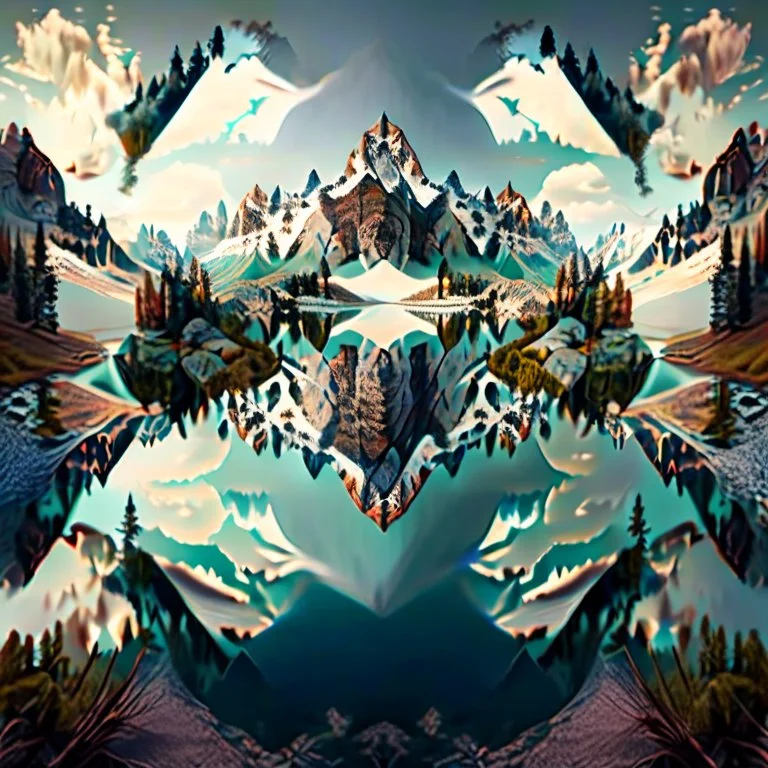 a beautiful landscape in symmetry