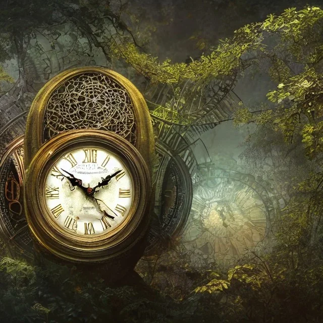 a gorgeous, stunning clock made of biosphere, 8k resolution, high-quality, fine-detail, photorealistic, intricate, digital art, detailed matte, volumetric lighting, illustration, 3D octane render, brian froud, howard lyon, George Grie, Ben Goossens, greg rutowski, annie stokes