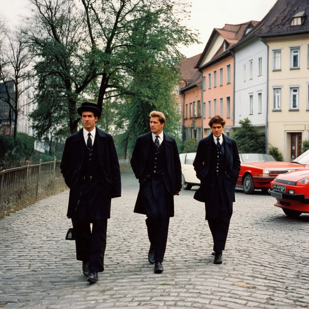 A picture of the city of Lutenblag, Molvania, East Europe 1990's, paradoxical, phia seti, brutta, vestita male, parody
