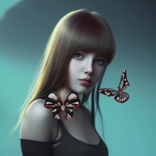 portrait of a cute beautiful girl holding a balisong butterfly knife, anime digital art, creepy