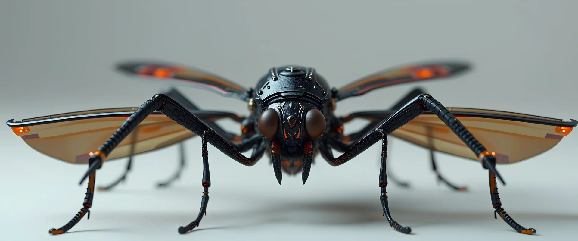 A digital photograph of a spider fly stealth-fighter-jet hybrid with psionic abilities, 8 eyes, layered, 64k, anatomically correct, 3d, organic surrealism, photorealistic, steampunk, biopunk, cyberpunk, retrofuturism, bilateral symmetry