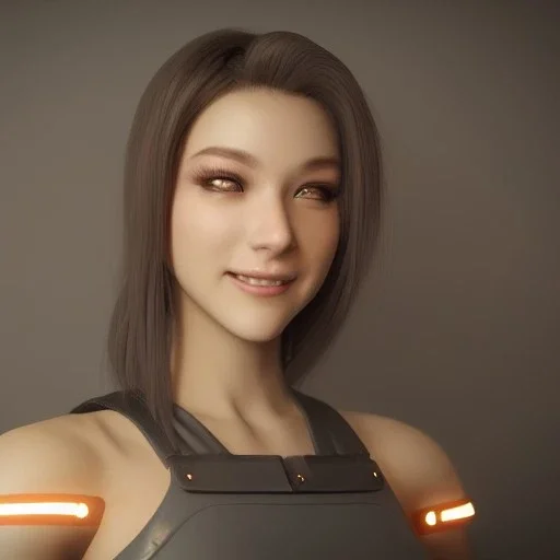 A portrait of a cute cyber girl,smiling, atmospheric, realistic,, cinematic lighting, octane render, dragon scale skin