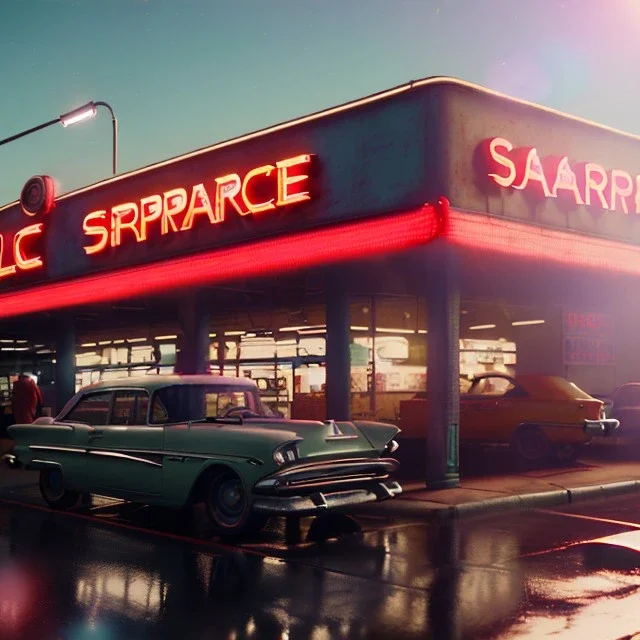 Ultra Realistic retro sci-fi afire Supermarket parking scene, 1960 year, many panic people. blonde woman, sweet scarlet Johansson face, perfect iris, glow eyes, face makeup, tight latex coat; many panic people, Retro sci-fi style, soft color, highly detailed, unreal engine 5, ray tracing, RTX, lumen lighting, ultra detail, volumetric lighting, 3d, finely drawn, high definition, high resolution.