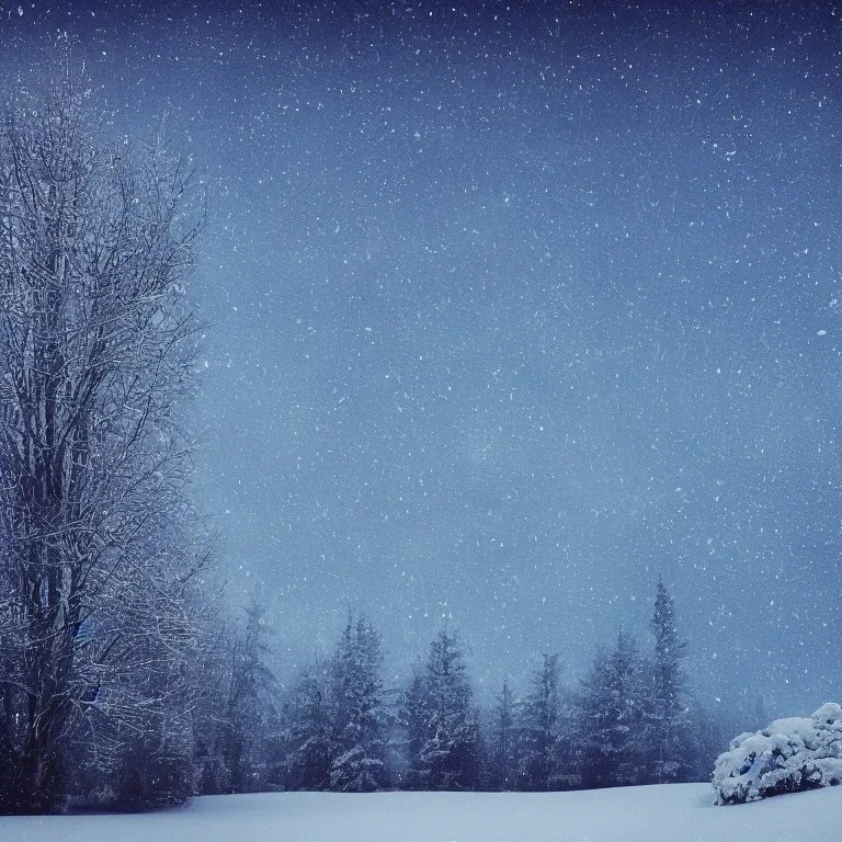 winter landscape, crystal, stars, dreamlike