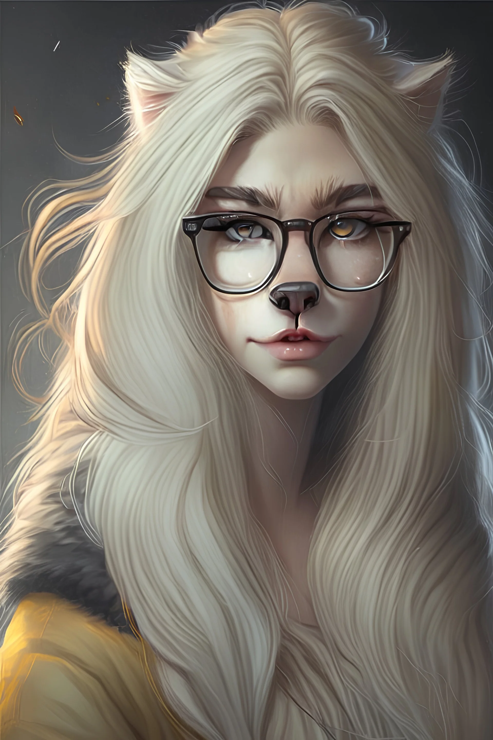 pick me, long hair, makeup, blonde, glasses, mean, furry, hybrid alpha