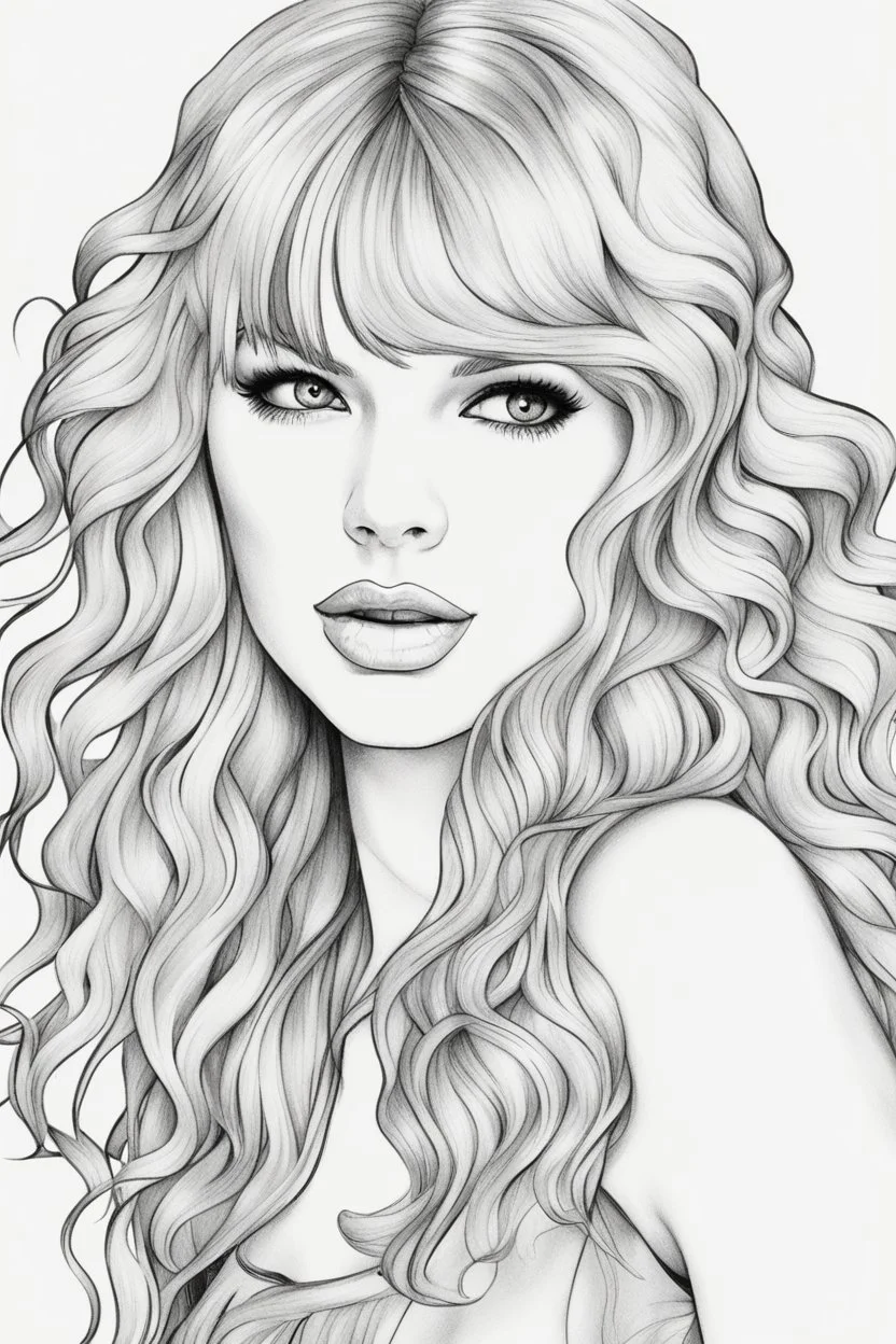 coloring pages of taylor swift for adults, Designs Black and white, No Shading