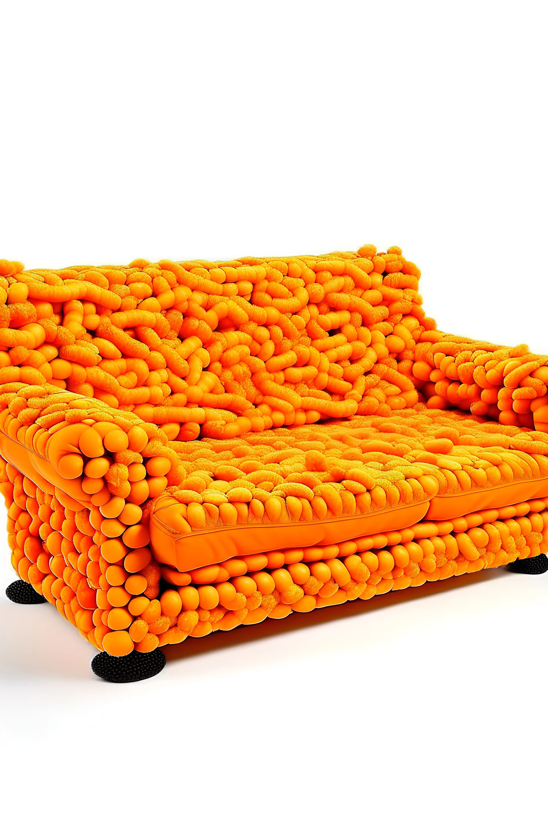 couch completely made out of cheetos, no background