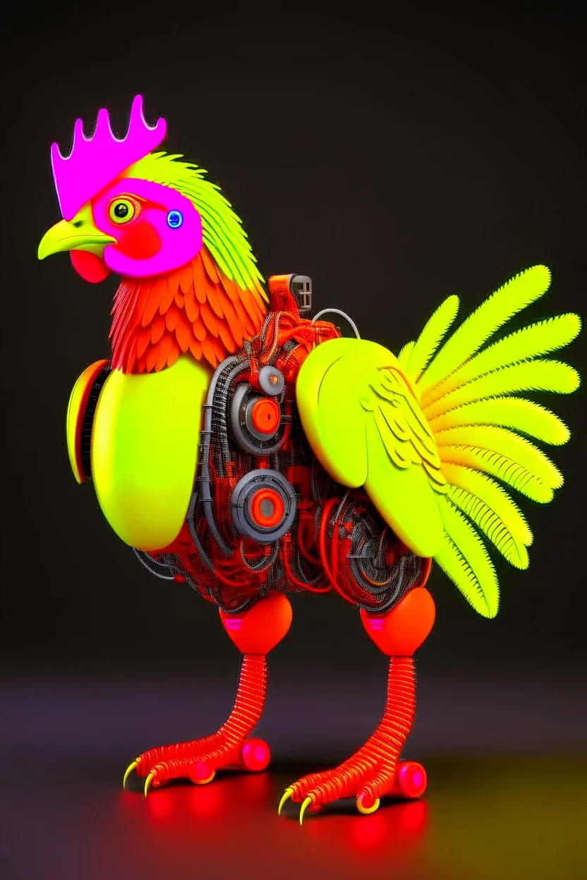 animal CHICKEN robot, sci-fi, cyberpunk, full body, ultra realistic, virtual reality, vibrant, intense, CLEAN PLAIN BACKGROUND, Aspect Ratios: 9:16